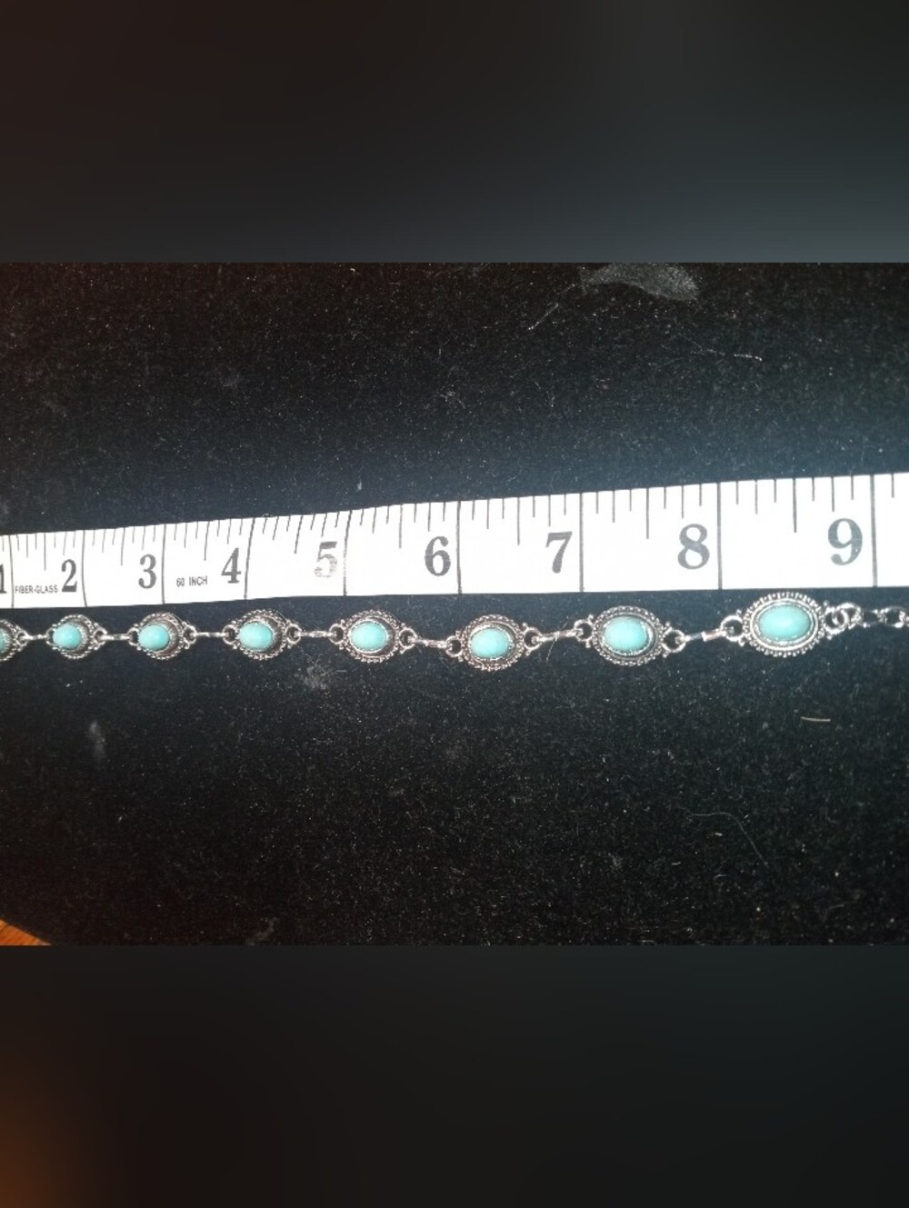 Faux Turquoise Oval Link Bracelet - Blue